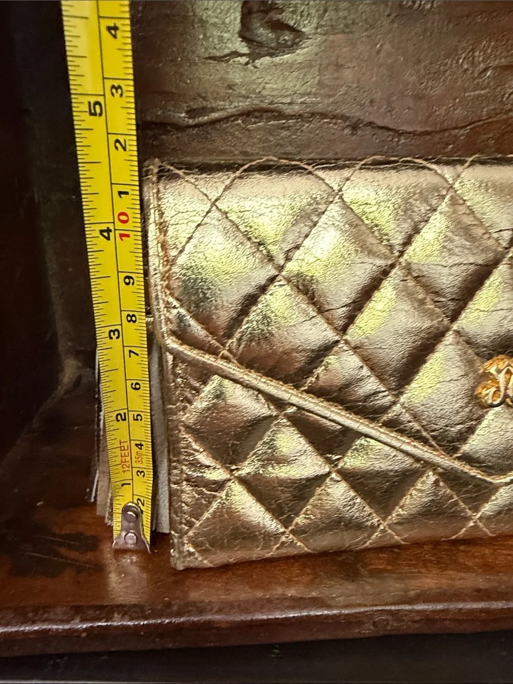Vintage Jay Herbert Quilted Metallic Clutch - Gold with strap
